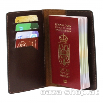 Kožni uložak za pasoš i kartice SRB braun